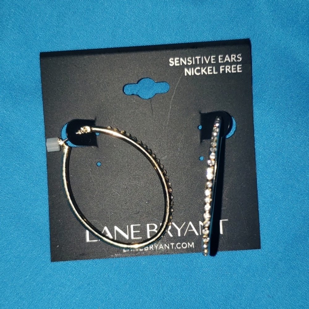 Lane Bryant Cubic Zirconia Oval Hoop Earrings